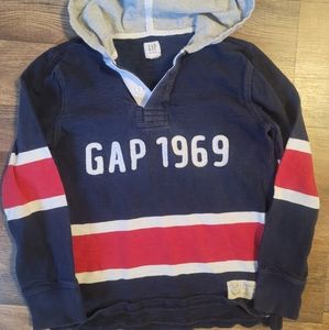 Gap Kids logo rugby thick pullover top, medium, hooded